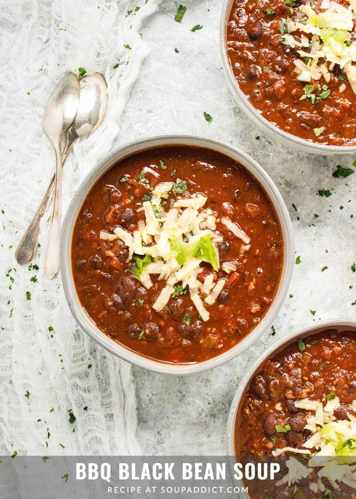 Pinnable image for BBQ Black Bean Soup