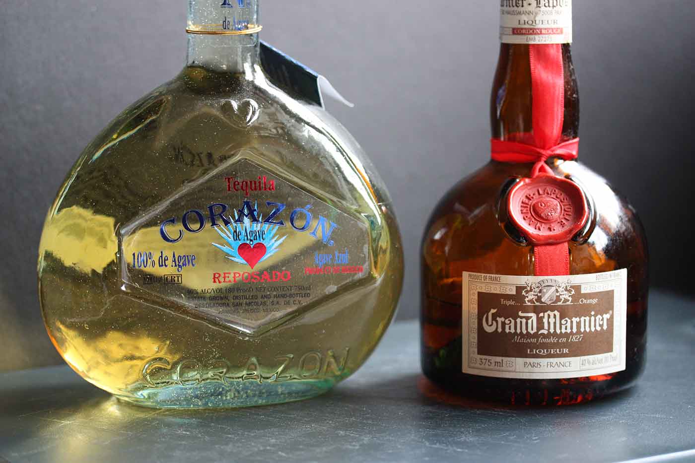 Corazon Reposado Tequila and Grand Marnier, for New Year's Margaritas