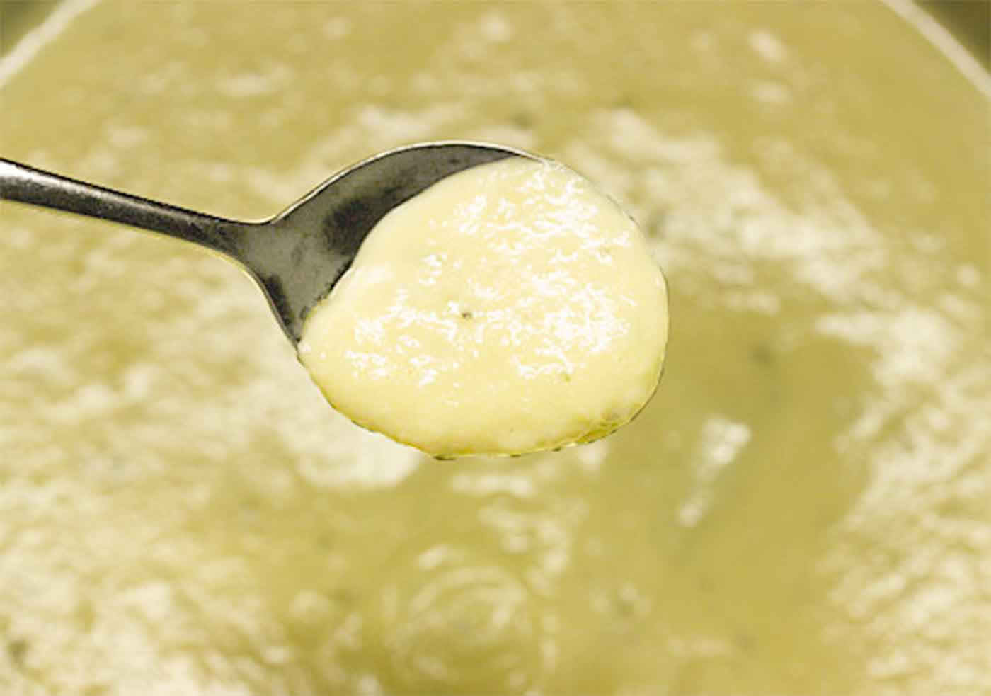 A spoonful of garlic soup.