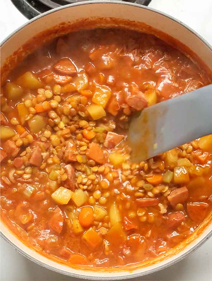 And the soup is cooked and ready to serve.