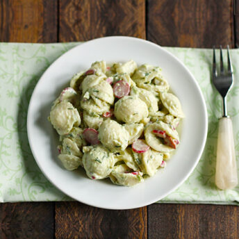 Pasta Salad with Avocado Tzatziki Sauce