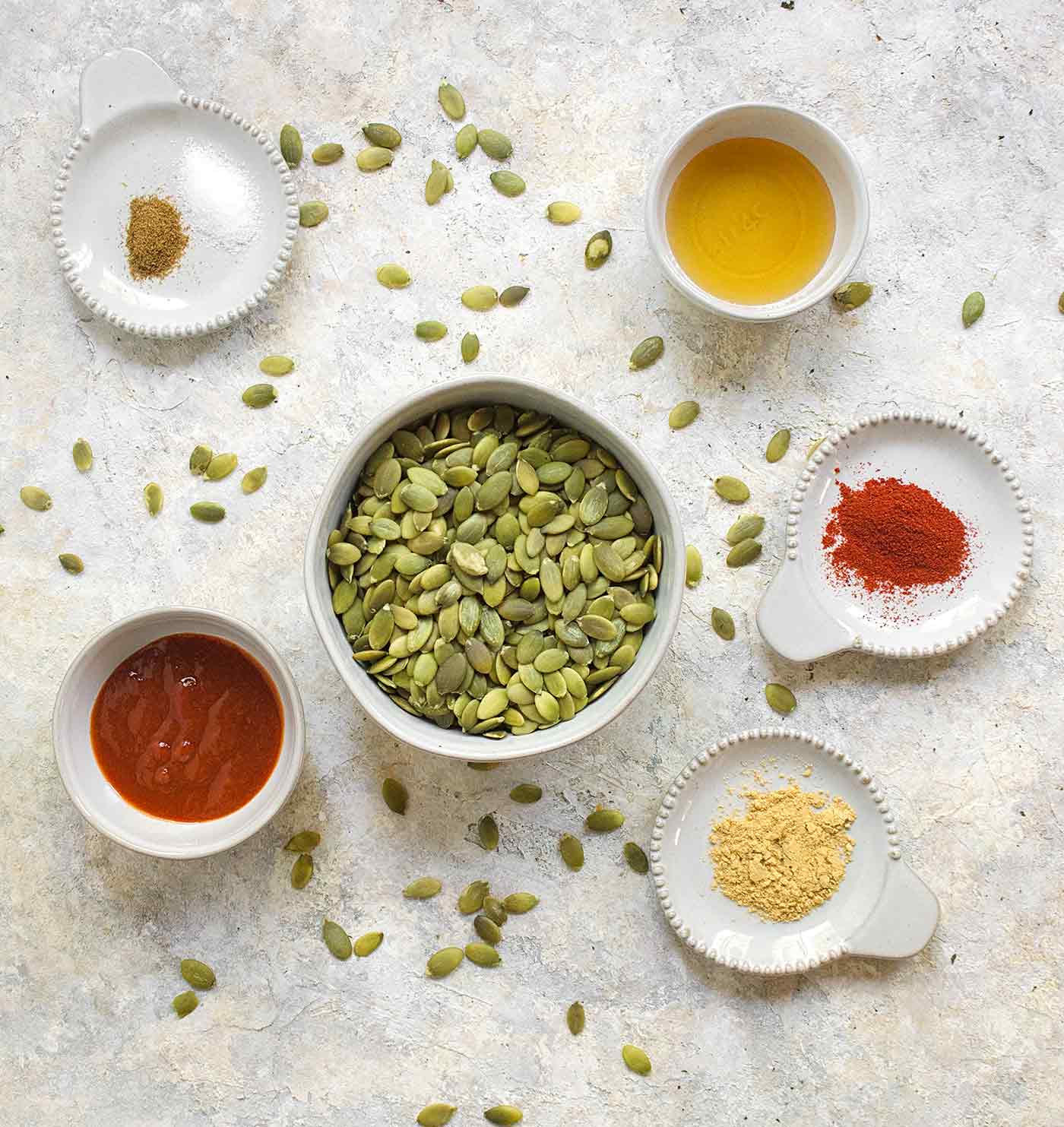 Ingredients for honey sriracha pepitas