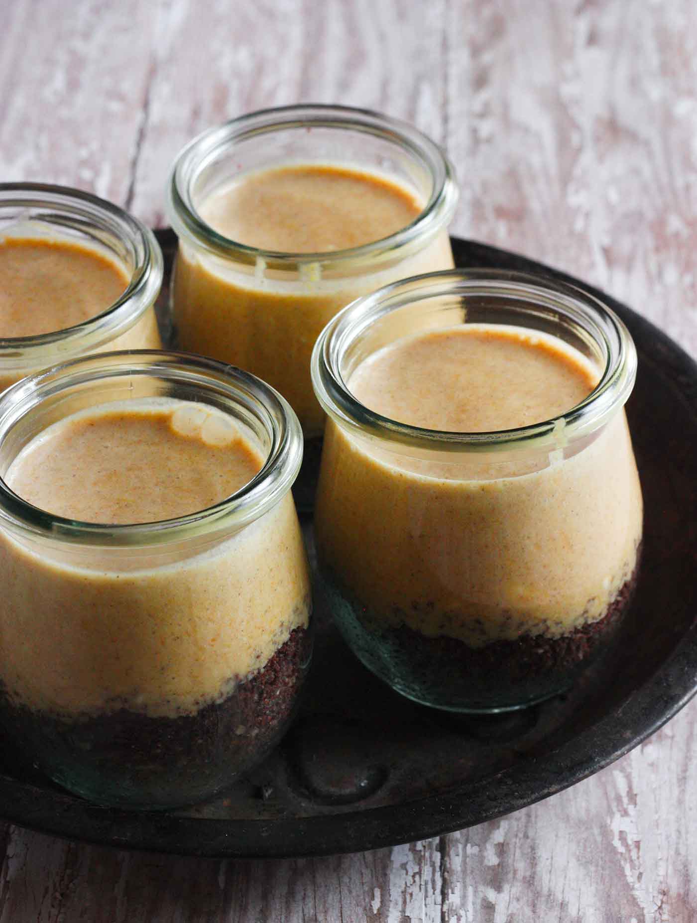 Pumpkin cheesecake bars in jars