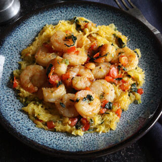 Shrimp & Vegetable Saute over Spaghetti Squash Recipe | SoupAddict.com