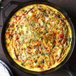 BLT Frittata in a cast iron skillet.