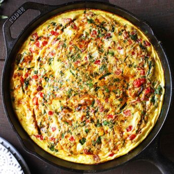 BLT Frittata in a cast iron skillet.