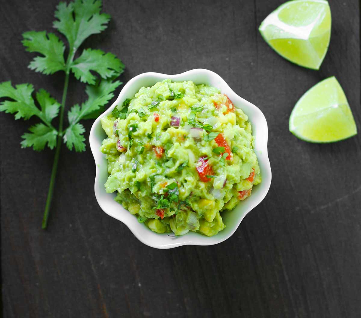 Small bowl of homemade guacamole