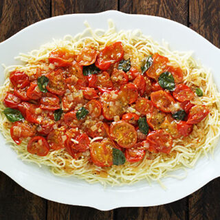 Angel Hair Pomodorino - 5 ingredients and 30 minutes is all you need for a deliciously simple fresh cherry tomato and pasta dish.