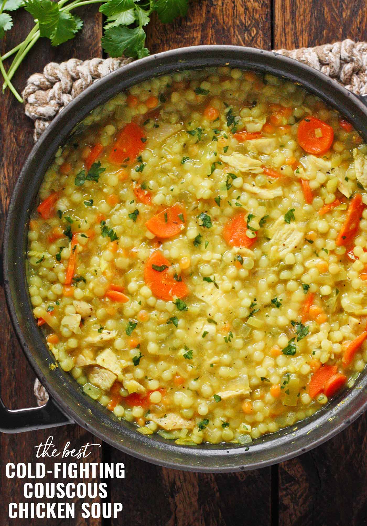 Cold-fighting couscous chicken soup