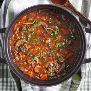 Mushroom Lentil Adzuki Bean Soup