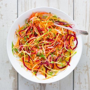 Rainbow Ribbon Veggie Salad | SoupAddict.com