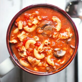 A long simmer and select herbs and spices create a deeply flavorful base for this slow cooker chicken chili soup. Get the recipe at SoupAddict.com.