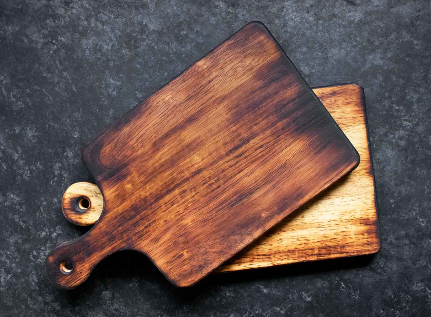 Two bread boards from Burnt Ends Workshop.