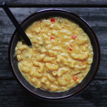 A bowl of Mac and Cheese Beer Soup