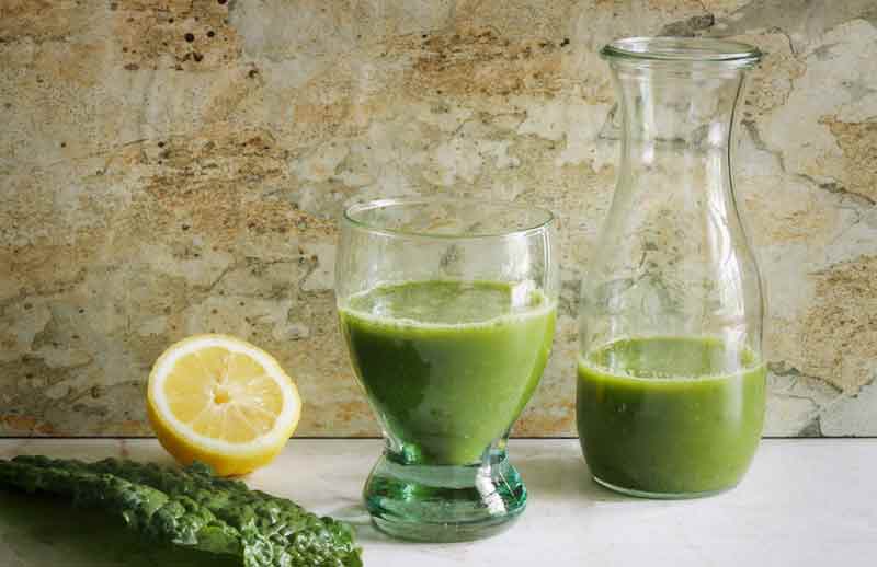 Freshly made green juice in a glass