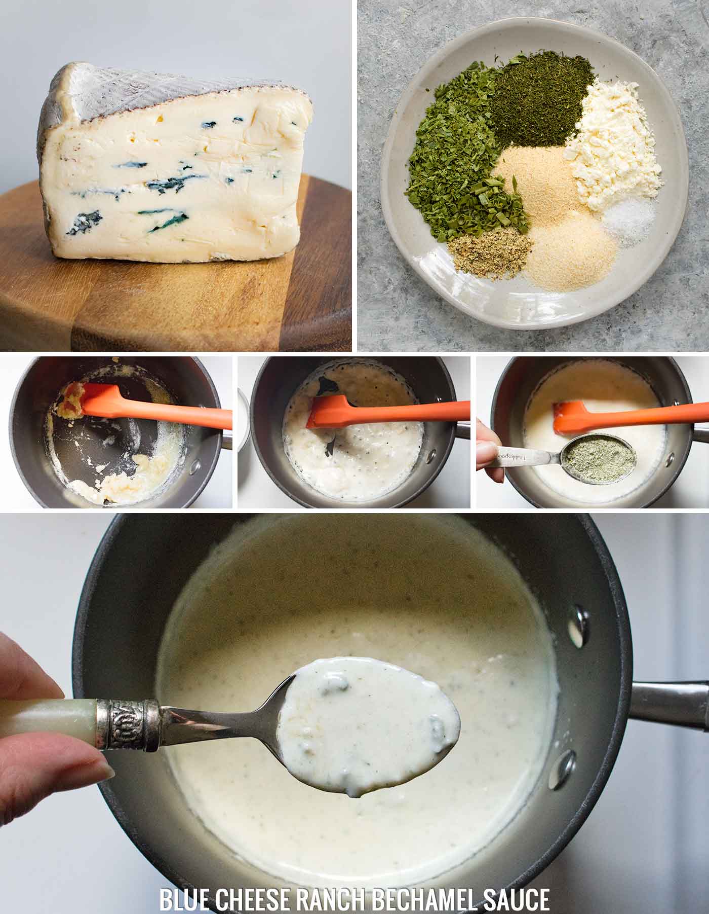 Steps to make the blue cheese ranch sauce for Buffalo Blue Cheese Chicken Soup