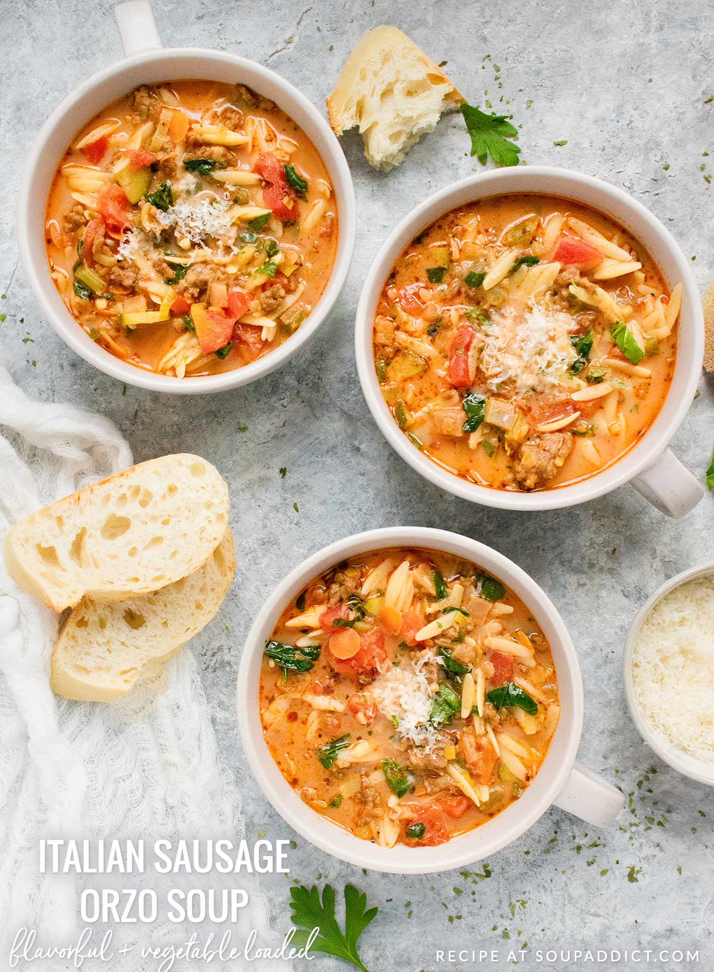 Italian Sausage Orzo Soup | Resepti osoitteessa SoupAddict.com