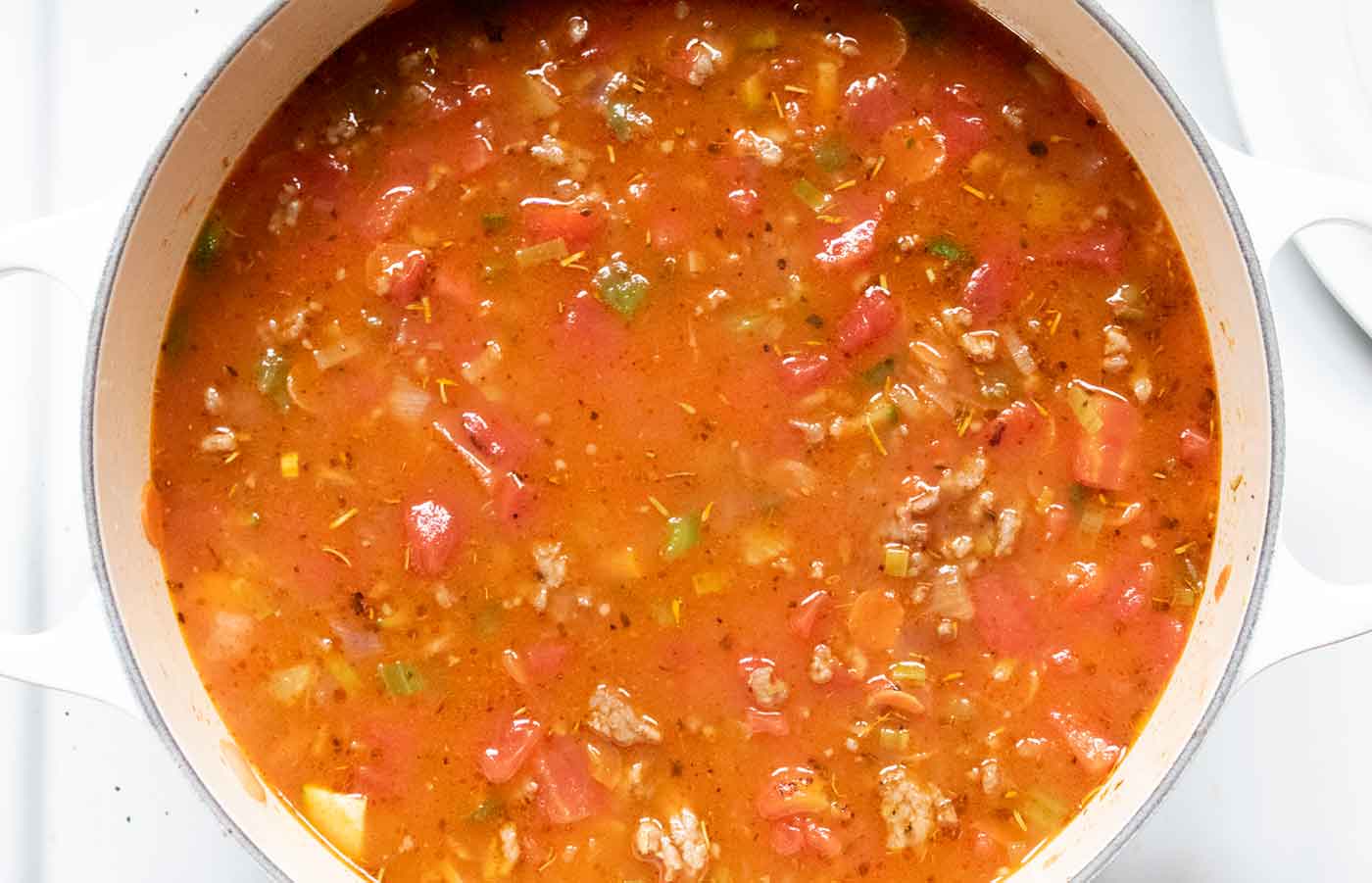 Simmering the soup.