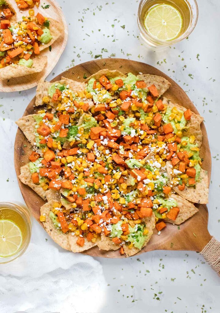 Sweet Potato Nachos with Guacamole Salsa