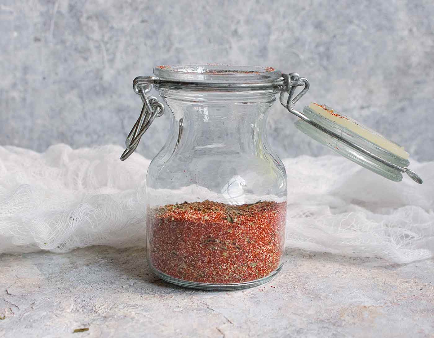 Creole seasoning in a glass jar