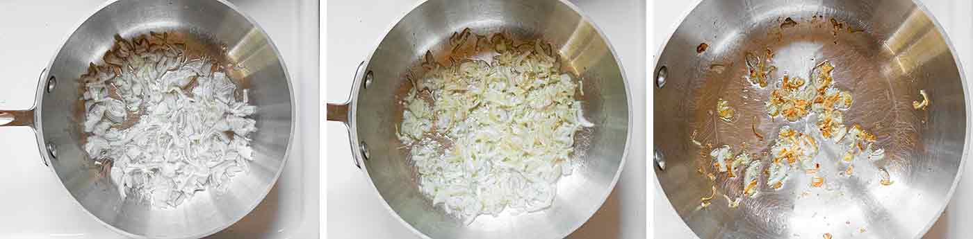 Steps for cooking frizzled shallots