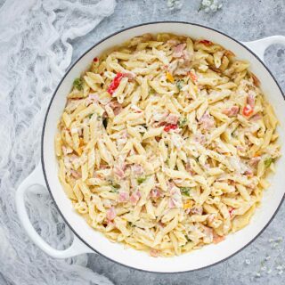 Big pot of Chicken Cordon Bleu Pasta