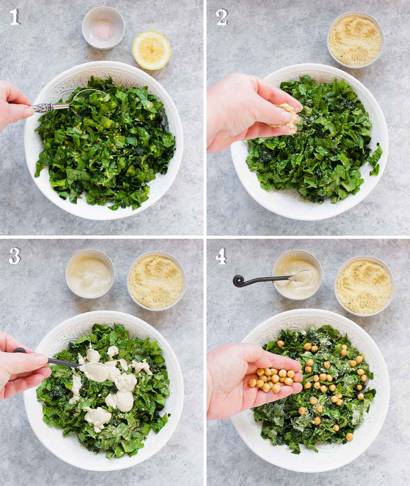 Step by step: How to make a vegan caesar salad.