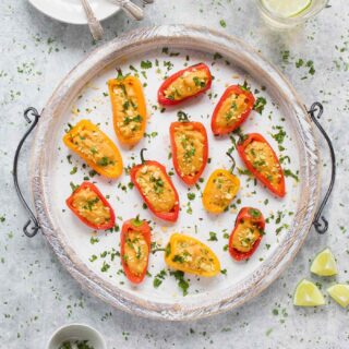 Vegan Queso Stuffed Mini Peppers