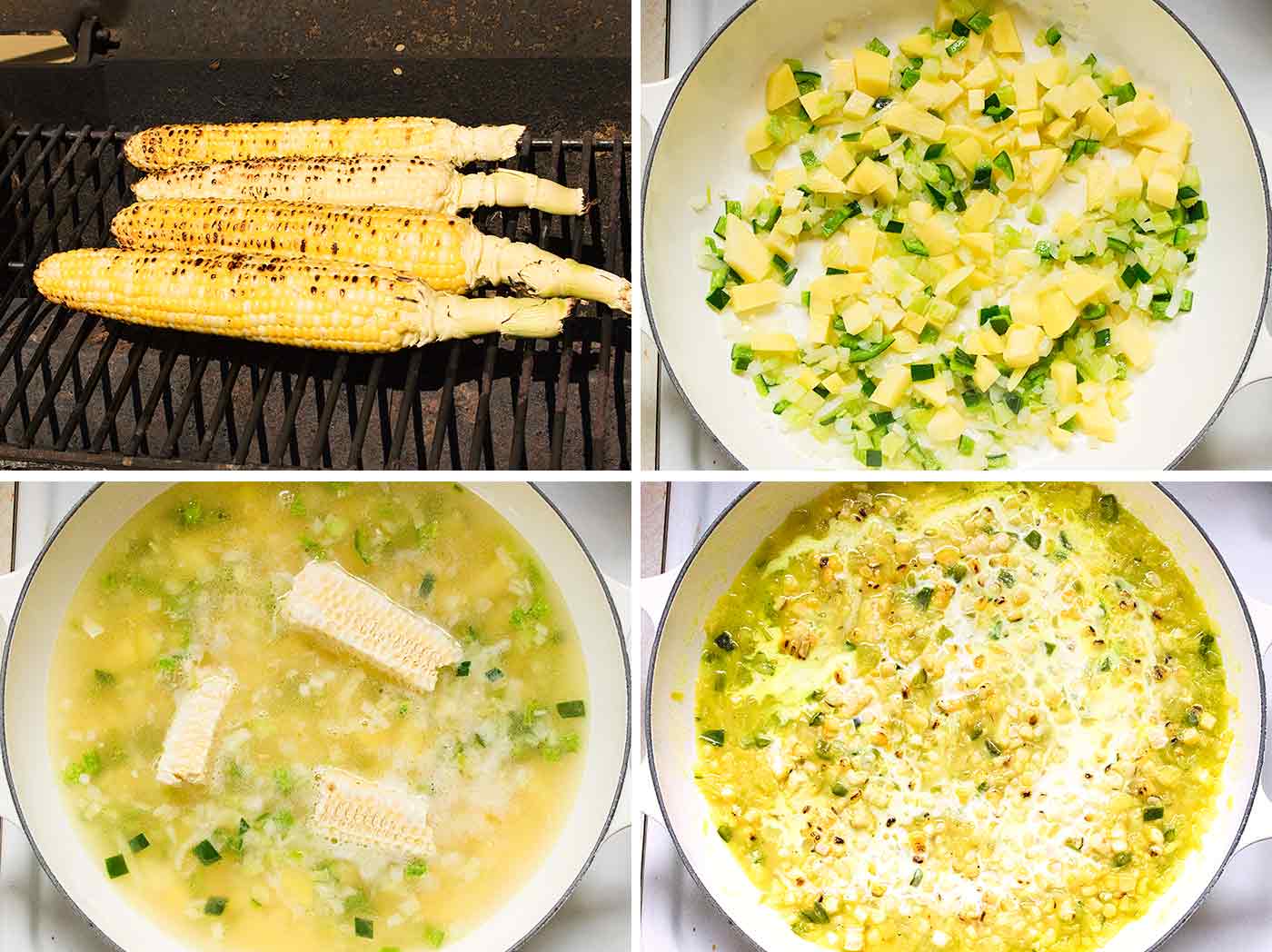 Step by step photos for making Mexican Street Corn Soup