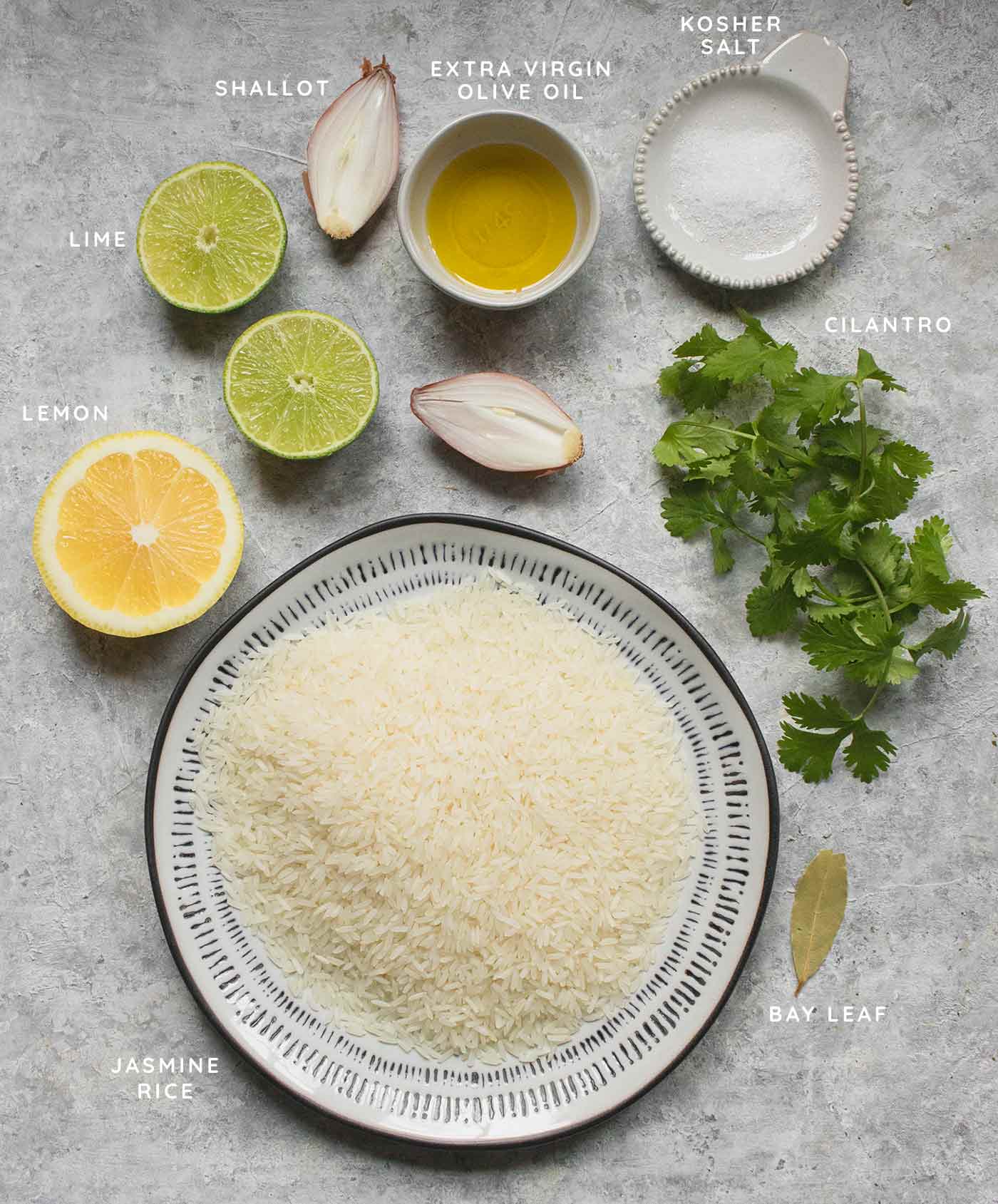 Ingredients for making cilantro lime rice