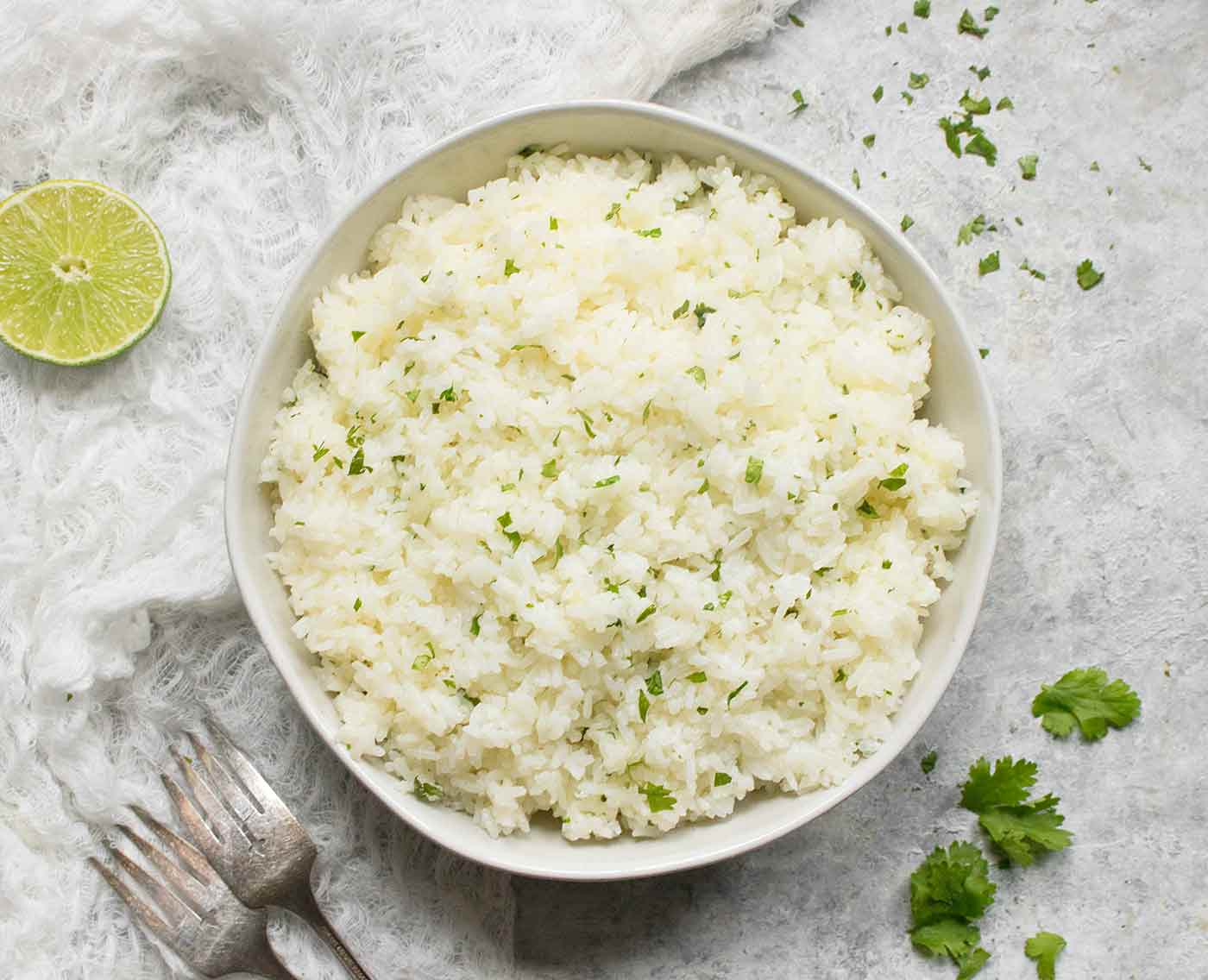 Cilantro lime rice in a bowl