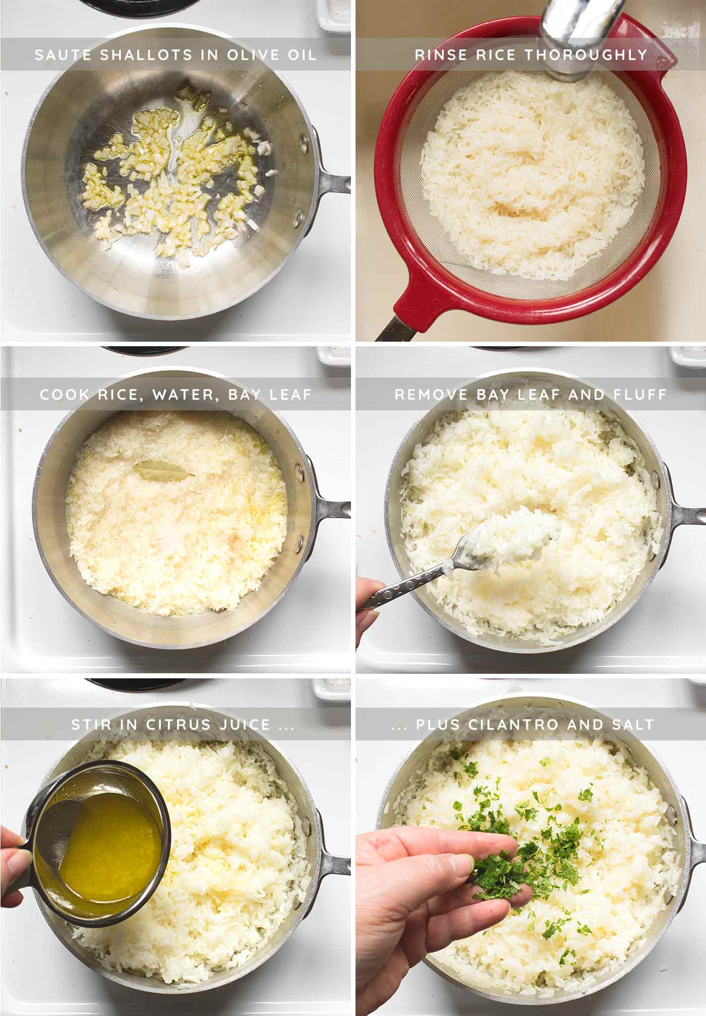 Steps for preparing cilantro lime rice
