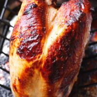 Roasted turkey in a roasting pan
