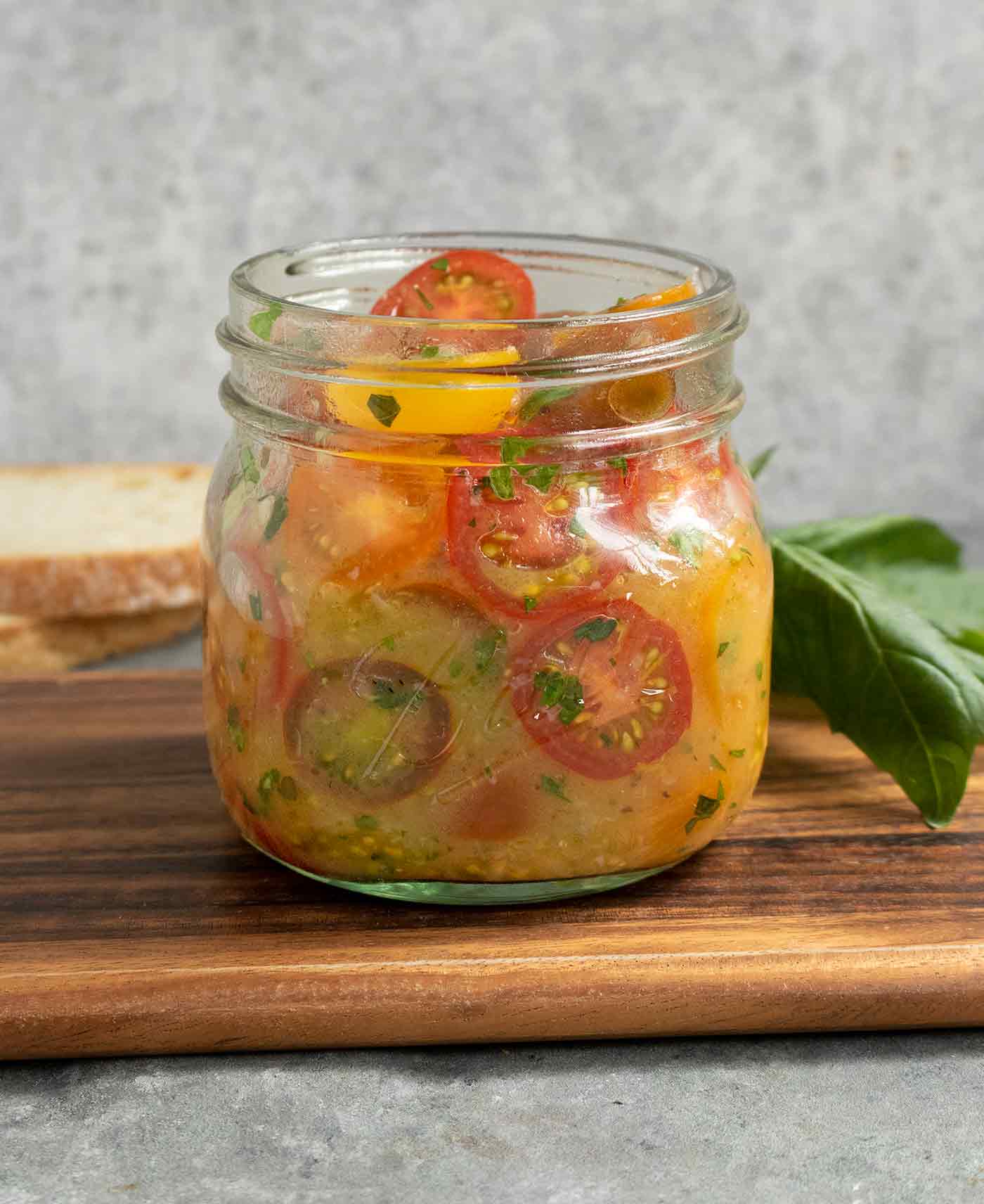 Marinated Cherry Tomatoes in a jar.