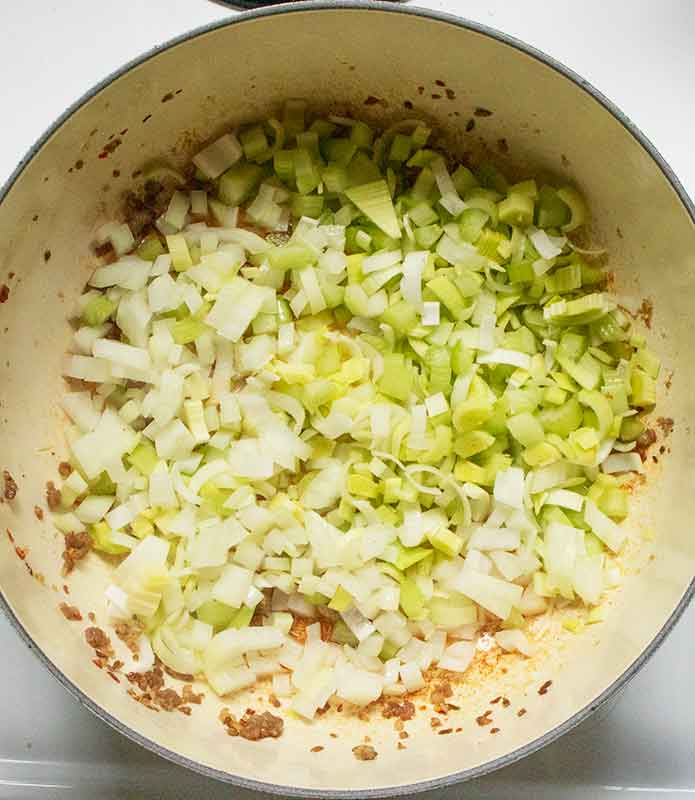 Sauteeing the vegetables.