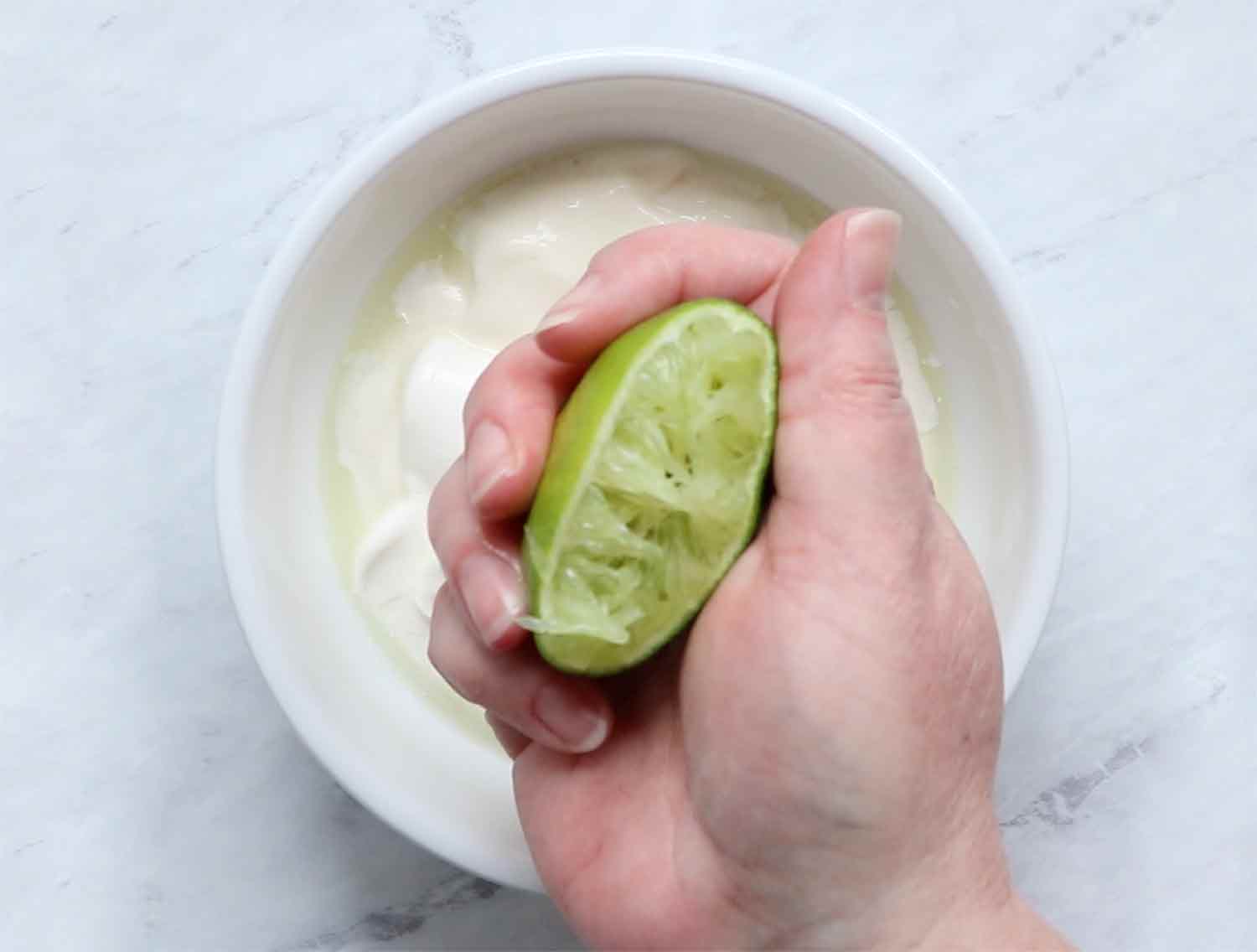 Step 2: thin the sauce by adding the juice of half of a lime.