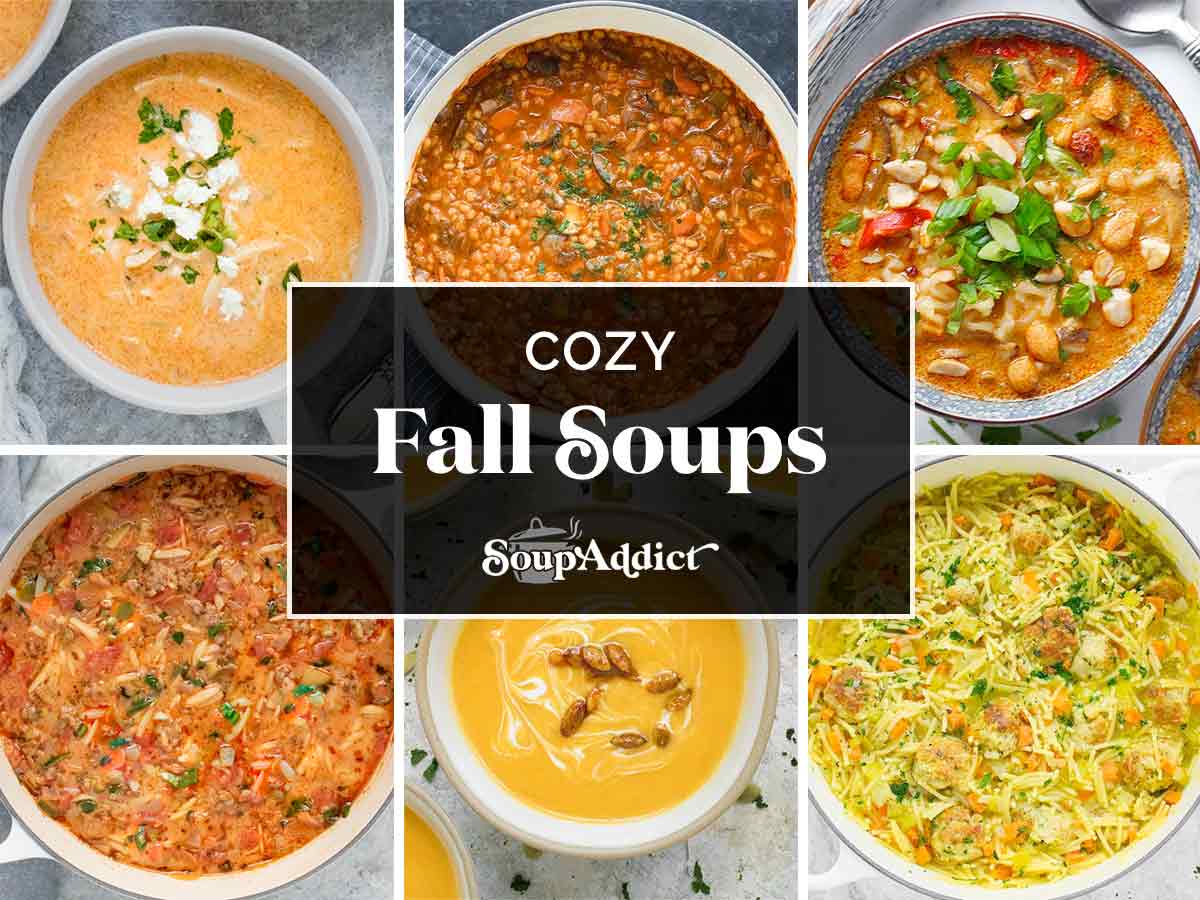 Collage of six Fall Soups.