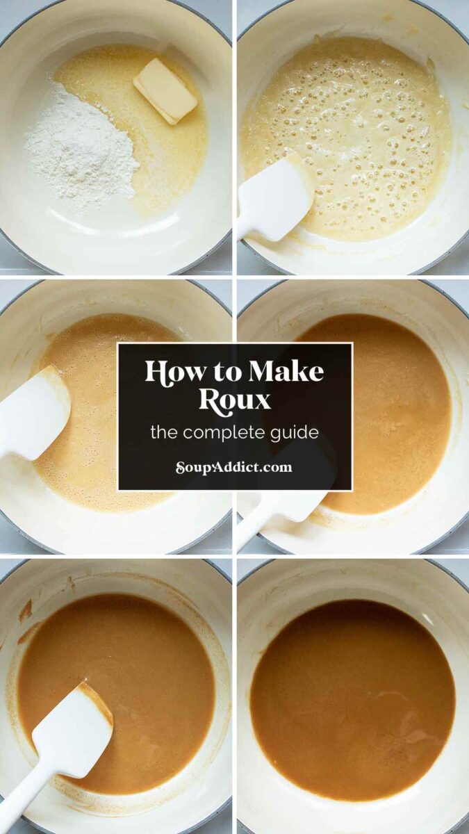 Pinterest pin image for an article about how to make roux.