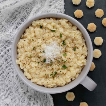 Overhead view of a bowl of Pastina for One.