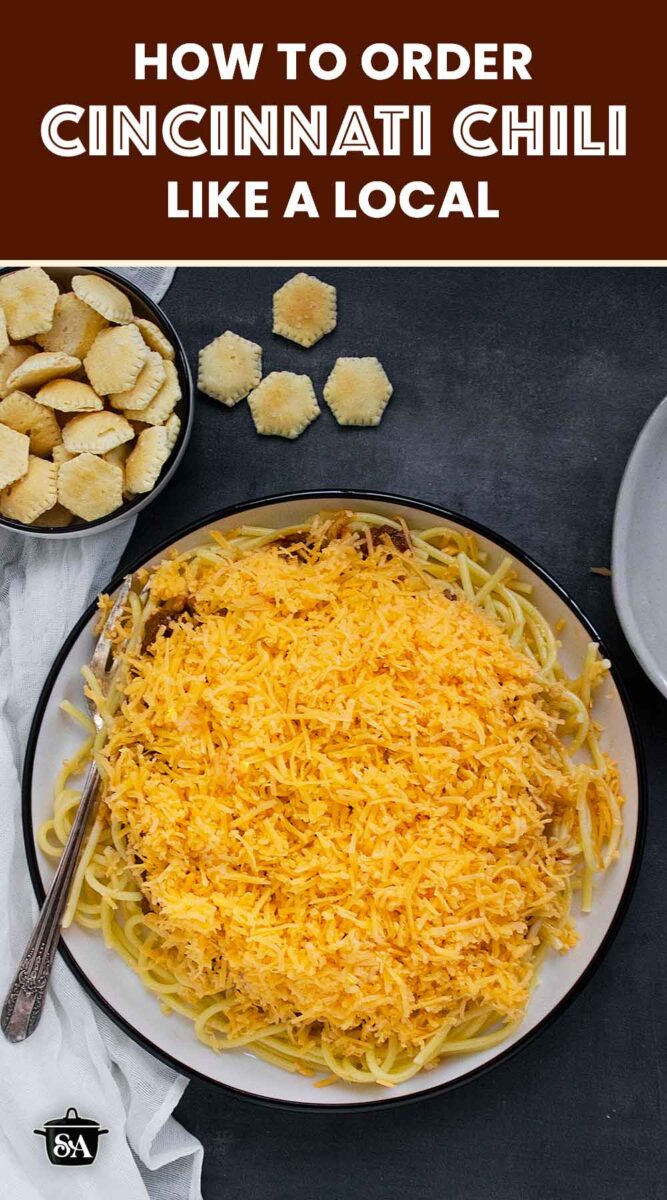 Pinterest pin image for a blog post on Cincinnati Chili.