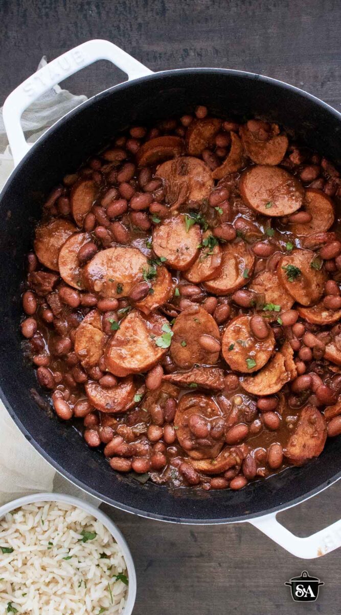 Pinterest pin image for Red Beans and Rice recipe.