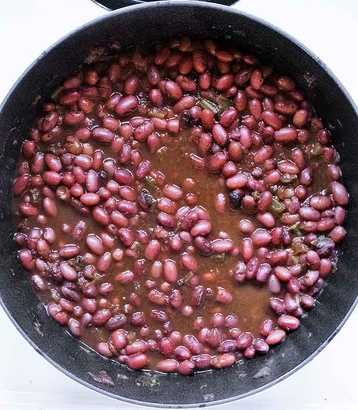 Red beans fully cooked and ready to finish up.