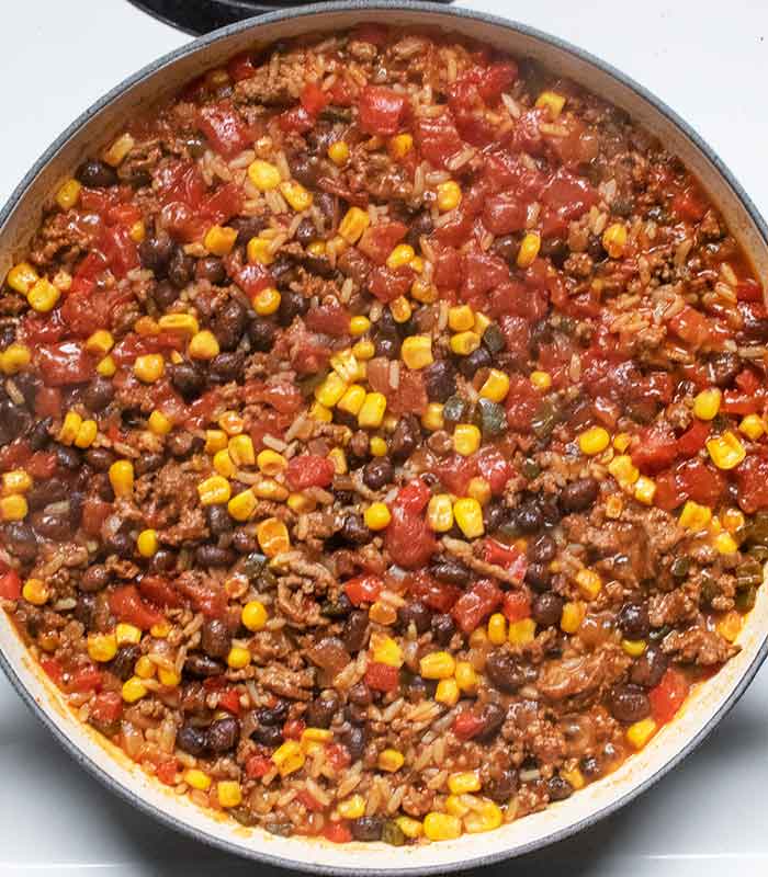 The rice has finished cooking and it's time to add the cheese!