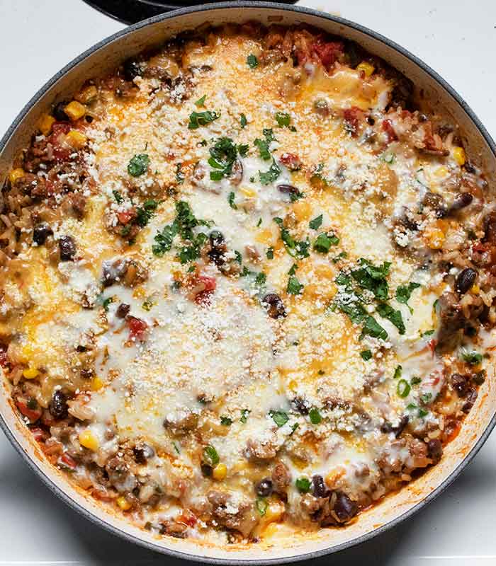 Melty cheese caps the dish.