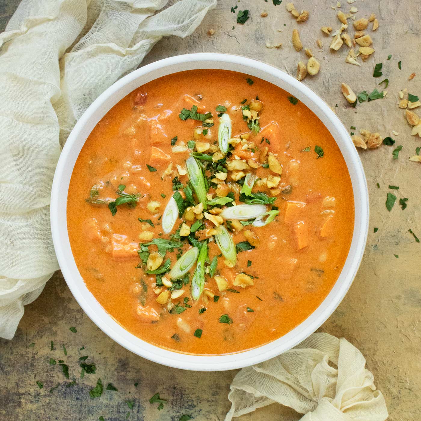 West African Peanut Soup in a bowl.