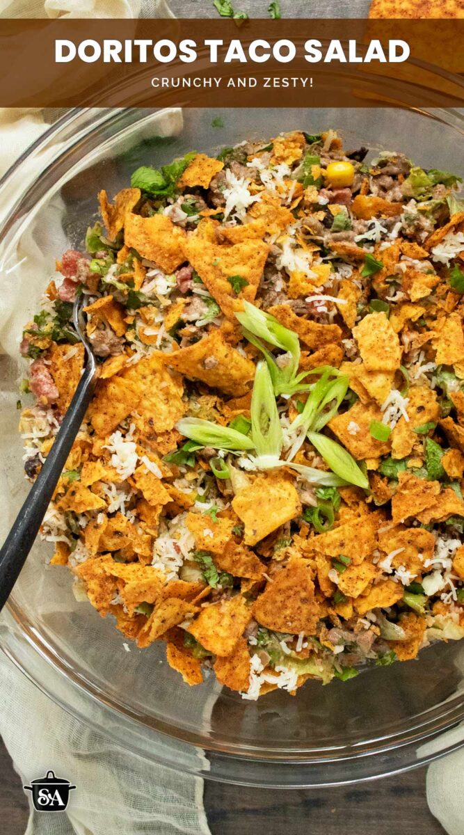 Pinterest pin image for Doritios Taco Salad.