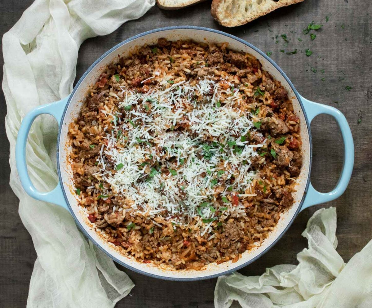 Marry Me Beef and Rice in a large skillet.