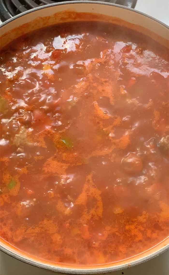 The soup bubbling away.