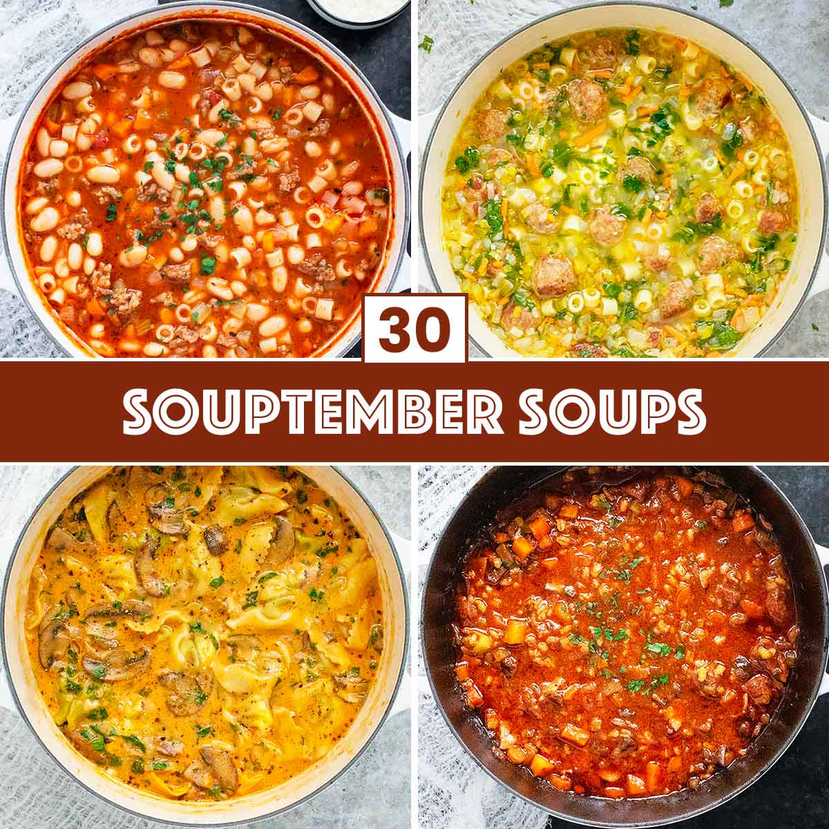 Photo collage of Souptember Soups.