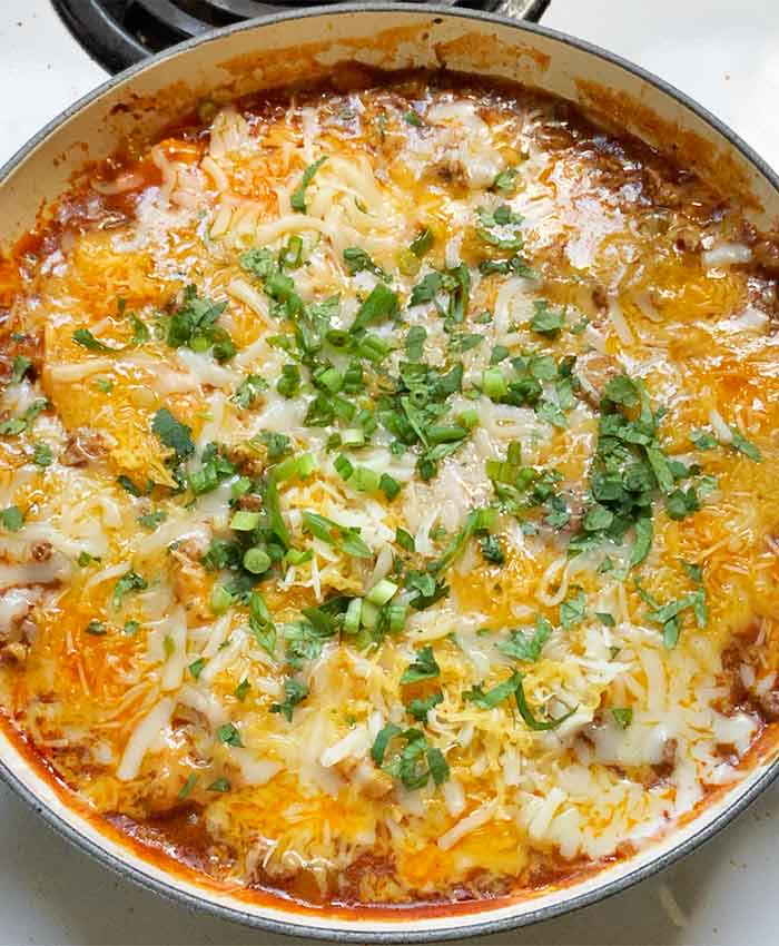 The cheese is melted. The cilantro and green onions are on board. Time to dig in!